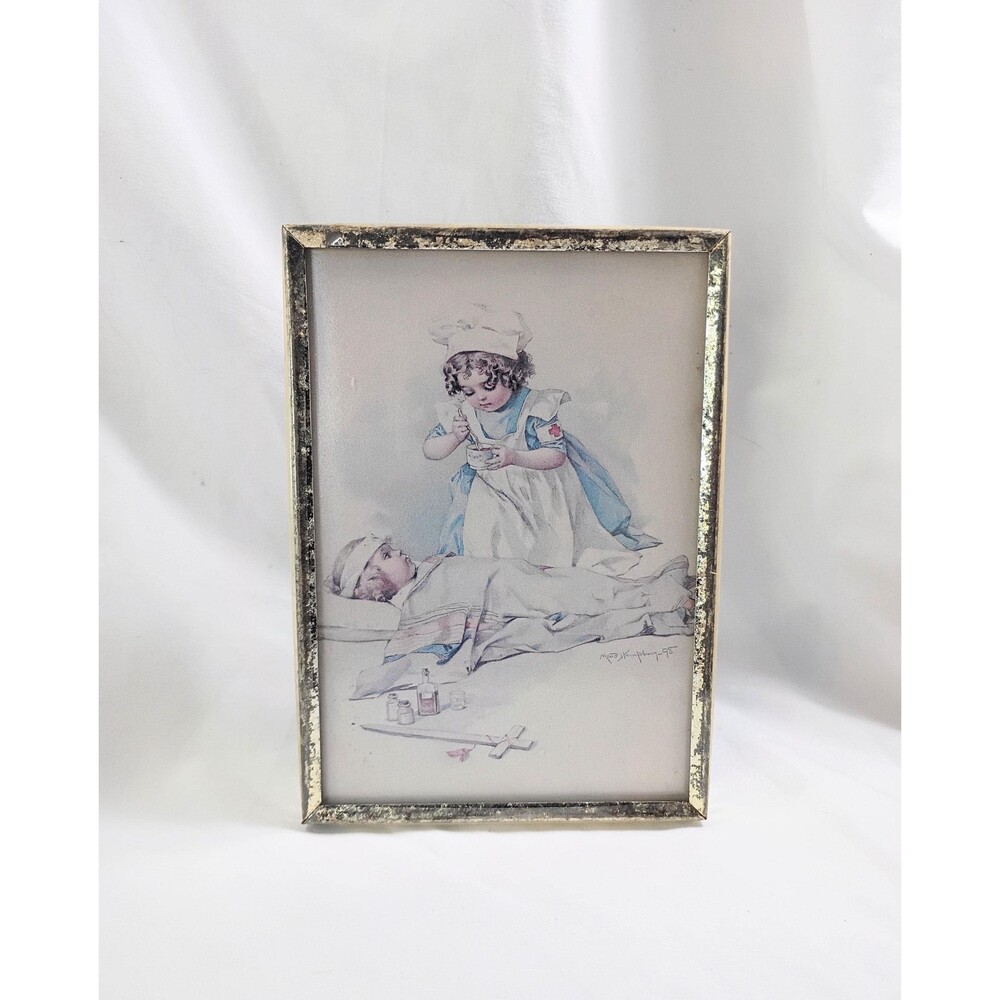 Vintage Maud Humphreys Red Cross Nurse Framed Print 5x7